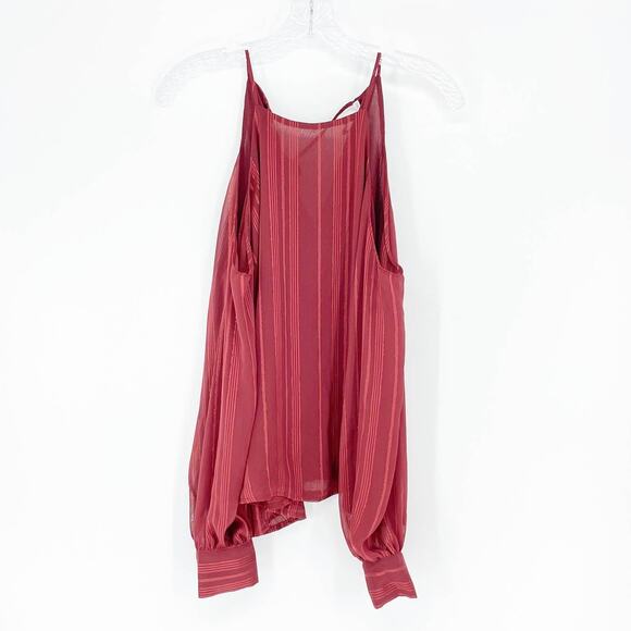 Lush Sparkly Red Cold Shoulder Top Size Small - Picture 1 of 7